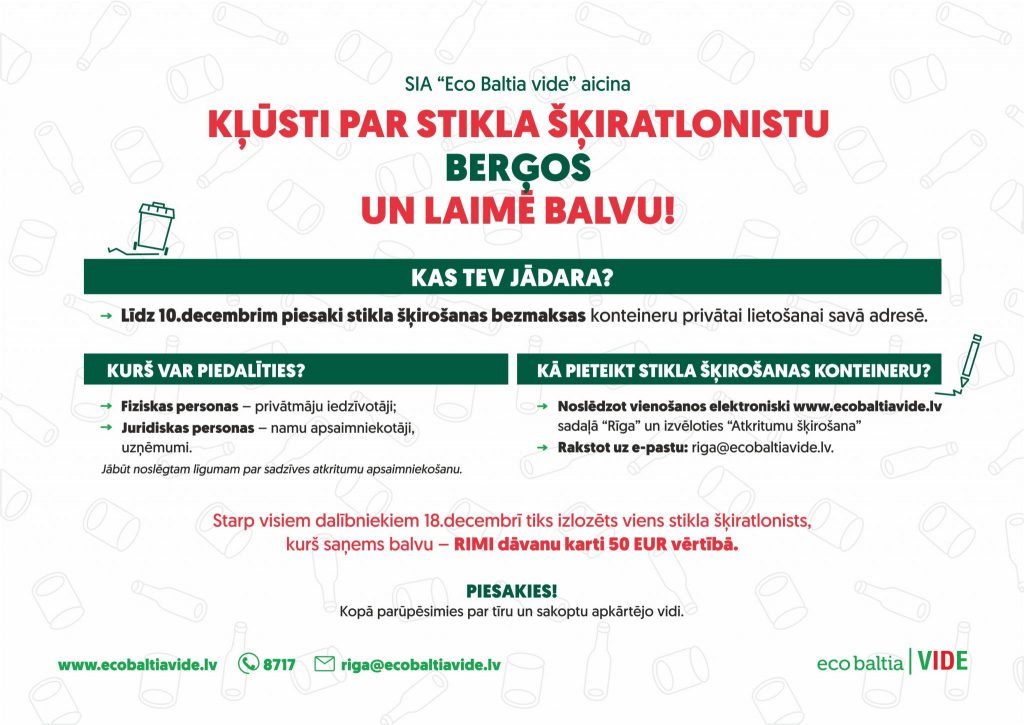 Berģu iedzīvotāji aicināti piedalīties akcijā “Stikla šķiratlonists Berģos”