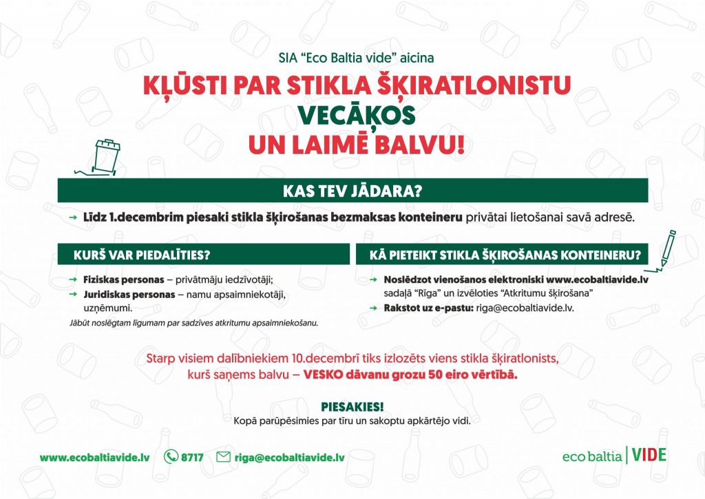 Vecāķu iedzīvotāji aicināti piedalīties akcijā “Stikla šķiratlonists Vecāķos”