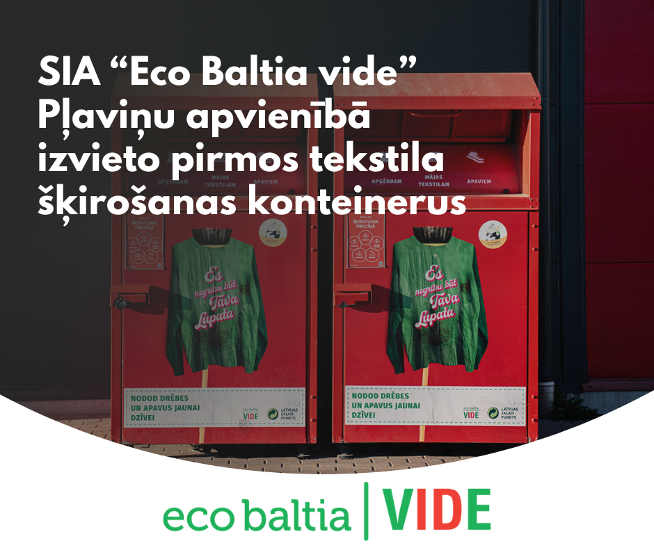 SIA “Eco Baltia vide” Pļaviņu apvienībā izvieto pirmos tekstila šķirošanas konteinerus