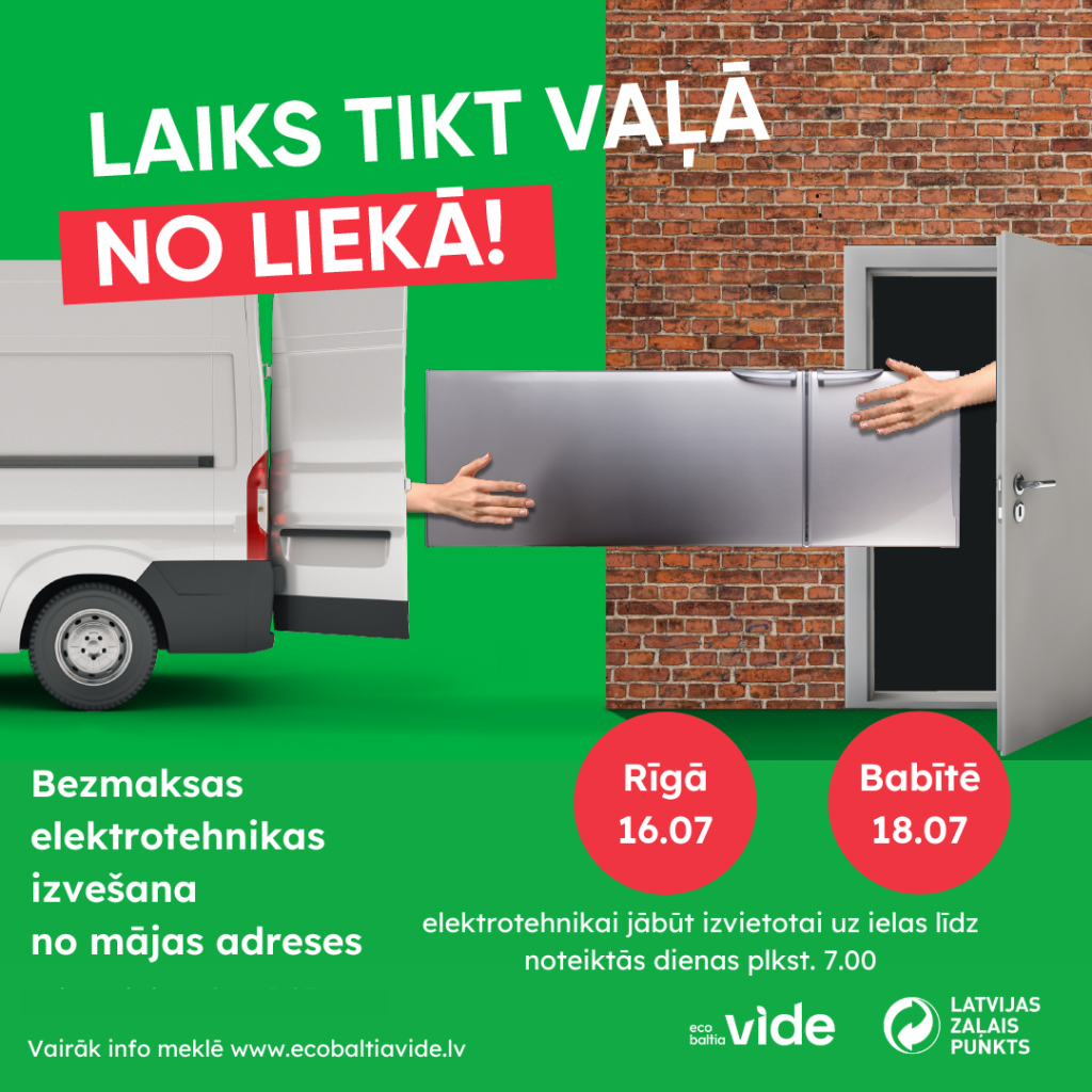 Jūlijā SIA “Eco Baltia vide” HAGBERG apsaimniekotajos namos bez maksas izvedīs nolietoto elektrotehniku